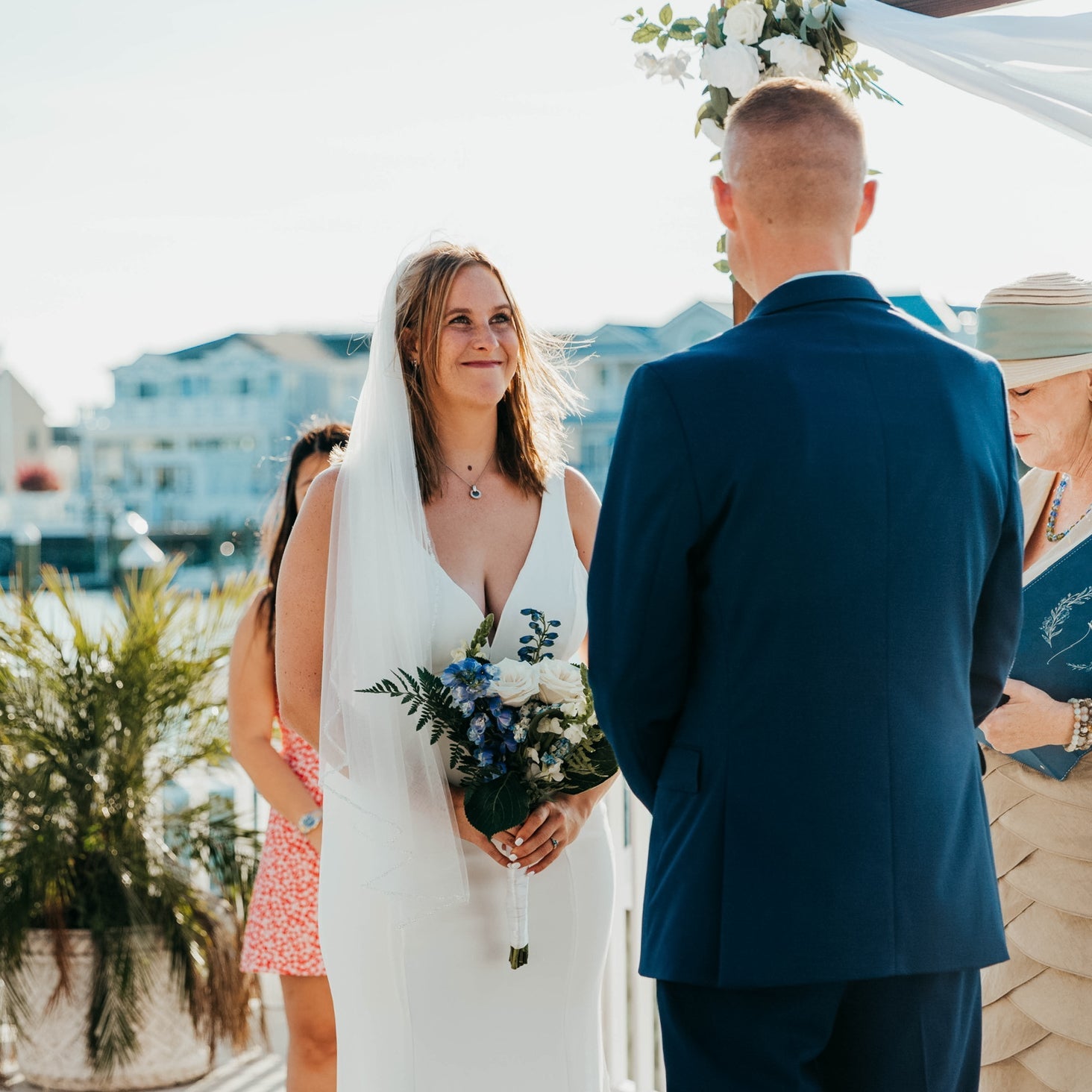 Seaside White and Blue Beach Pier Wedding