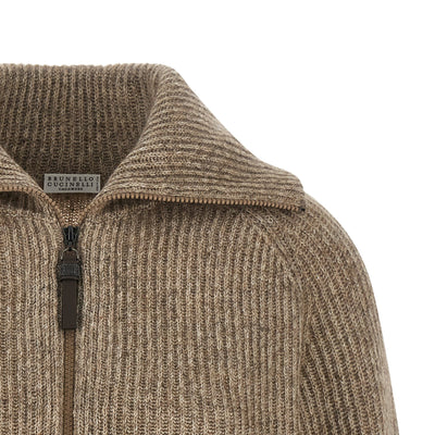 Brunello Cucinelli Shiny Zipper Pull Cardigan