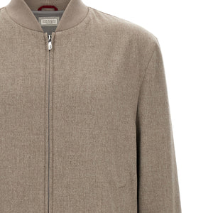 Brunello Cucinelli Light Flannel Bomber Jacket