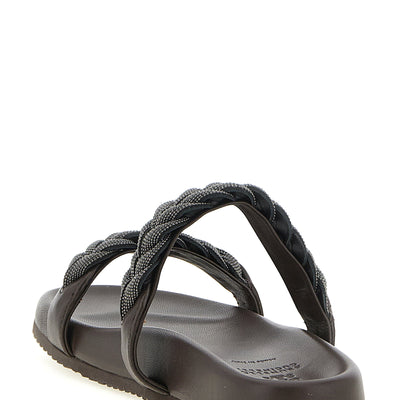 Brunello Cucinelli Precious Braided Straps Sandals