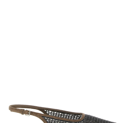 Brunello Cucinelli Precious Net Embroidery Slingback