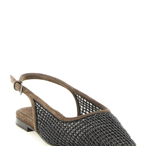 Brunello Cucinelli Precious Net Embroidery Slingback