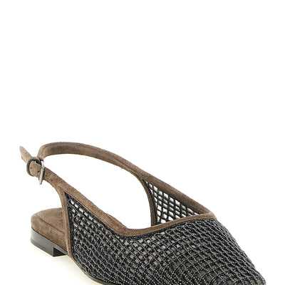 Brunello Cucinelli Precious Net Embroidery Slingback
