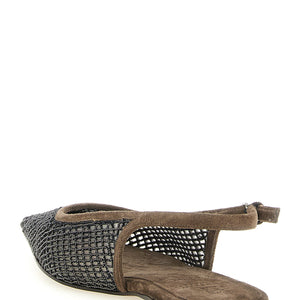 Brunello Cucinelli Precious Net Embroidery Slingback