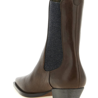 Brunello Cucinelli Precious Heel Ankle Boots