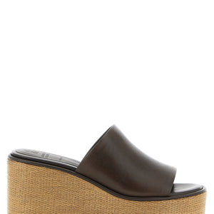 Brunello Cucinelli Leather And Raffia Wedges