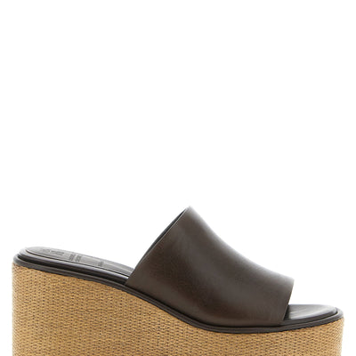 Brunello Cucinelli Leather And Raffia Wedges