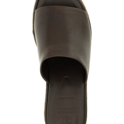 Brunello Cucinelli Leather And Raffia Wedges