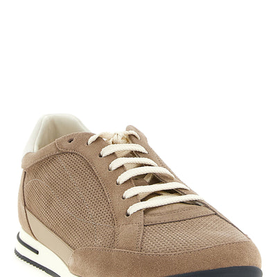 Brunello Cucinelli Knit-effect Suede Sneakers