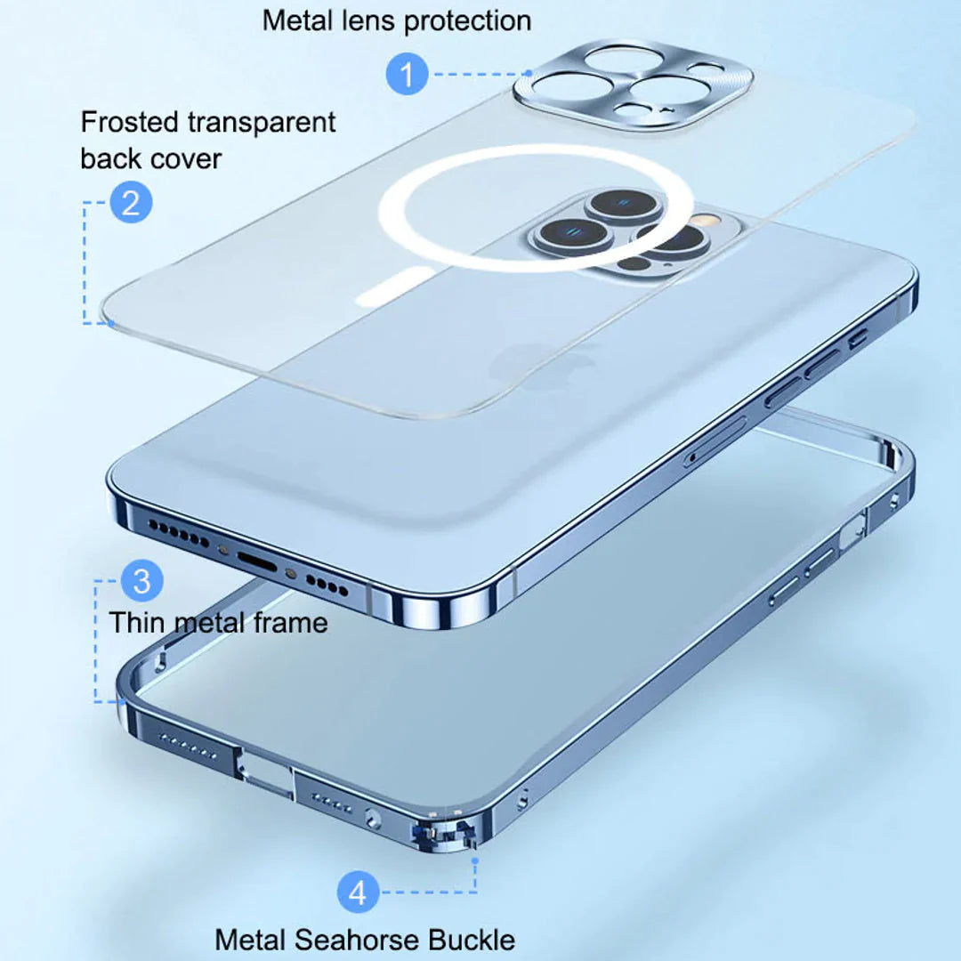 iPhone 13 Series Frosted Glass Magsafe Edition Magnetic Bumper Case