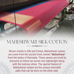 Peach Pure Silk Cotton Maheshwari Saree with Zari Border