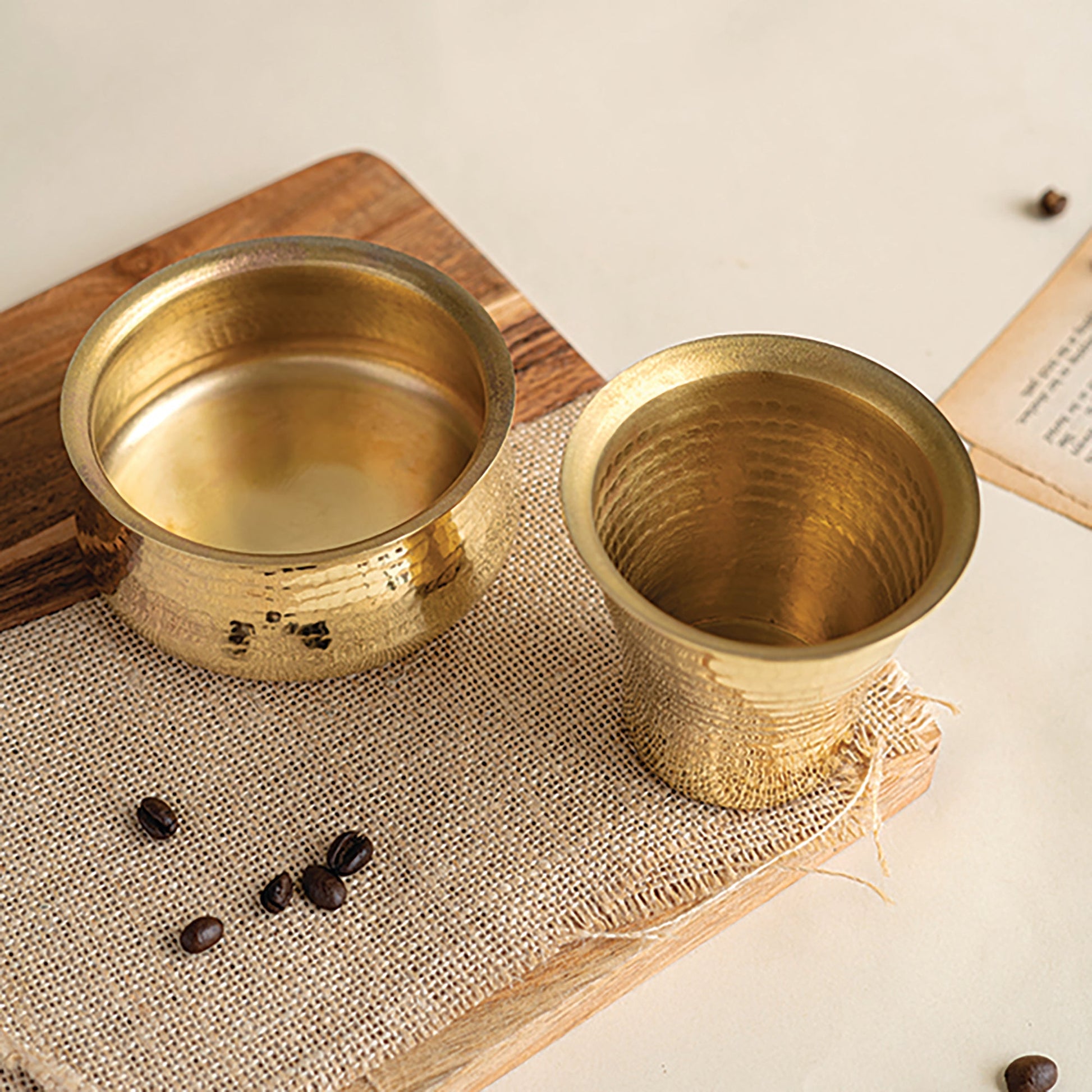 Brown - Malabar Davara Brass Coffee Set