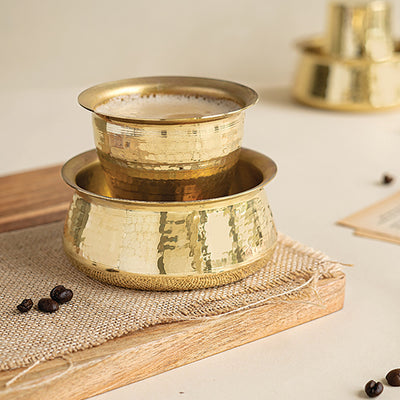 Brown - Malabar Davara Brass Coffee Set