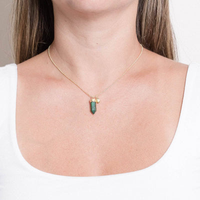 Delicate Genuine Malachite Crystal Point Necklace