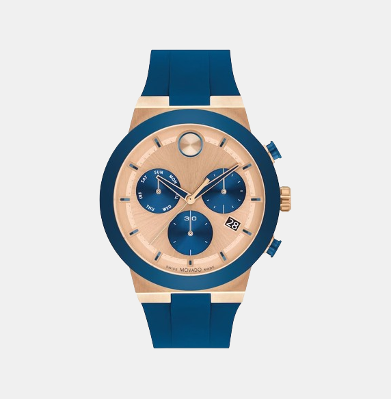 Bold Fusion Men Quartz Rose Gold Dial Chronograph Silicone Watch 3601139