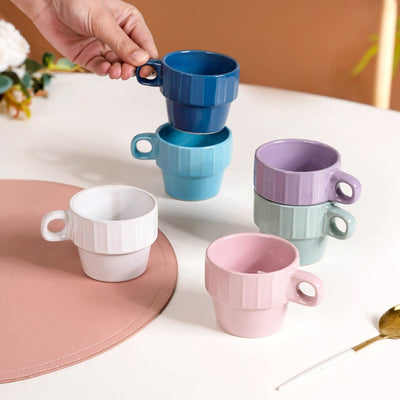 Stackable Mini Tea Cup Set Of 6 Kaori Ocean Tones 100ml