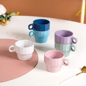 Stackable Mini Tea Cup Set Of 6 Kaori Ocean Tones 100ml