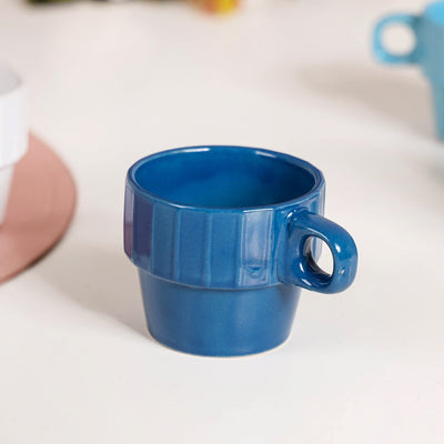 Stackable Mini Tea Cup Set Of 6 Kaori Ocean Tones 100ml
