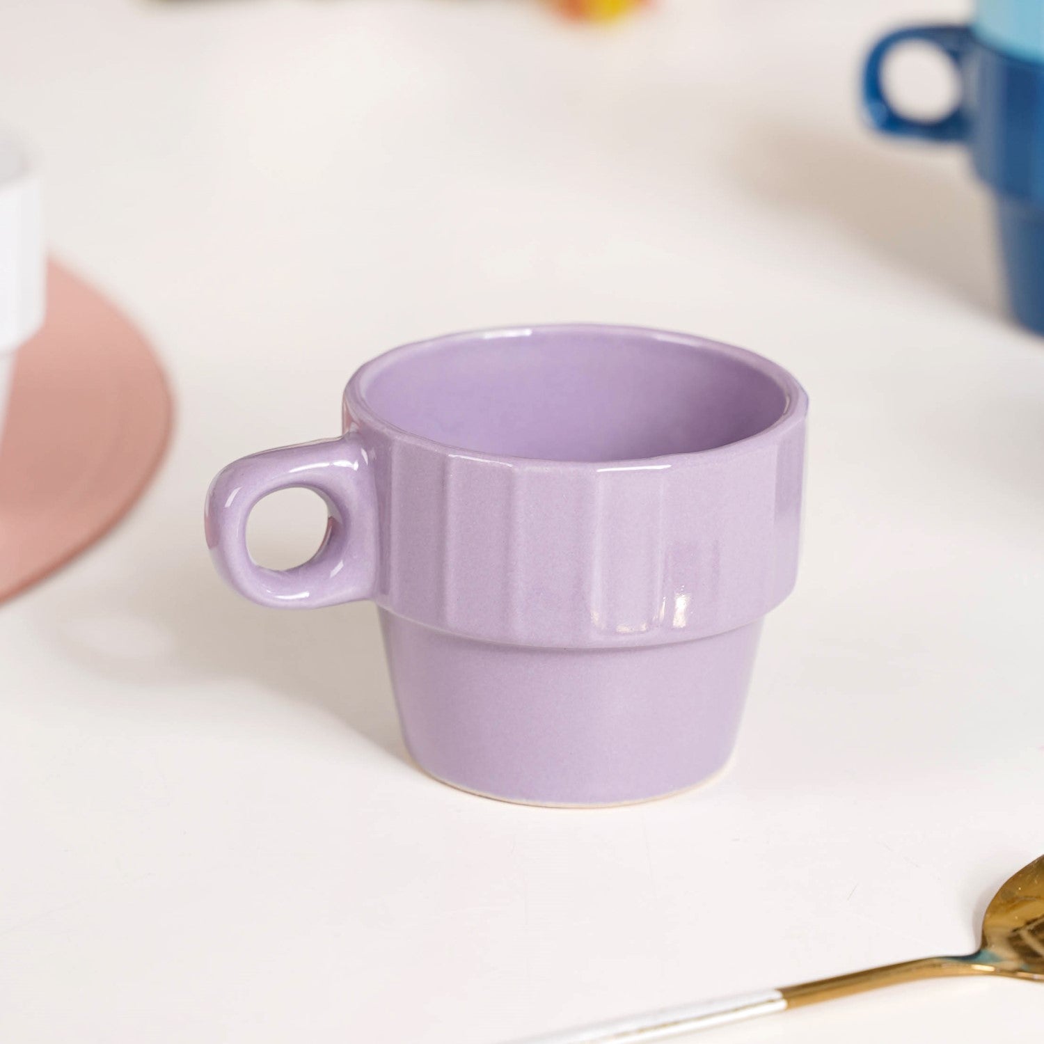 Stackable Mini Tea Cup Set Of 6 Kaori Ocean Tones 100ml