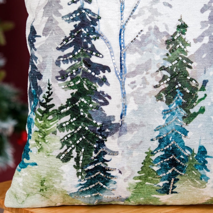 Misty Pine Forest Couch Cushion Cover 40x40cm