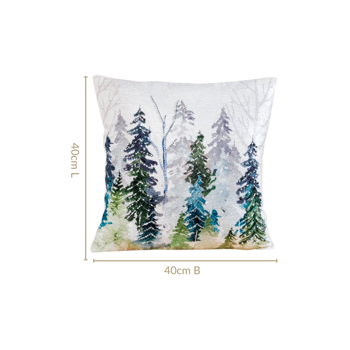 Misty Pine Forest Couch Cushion Cover 40x40cm