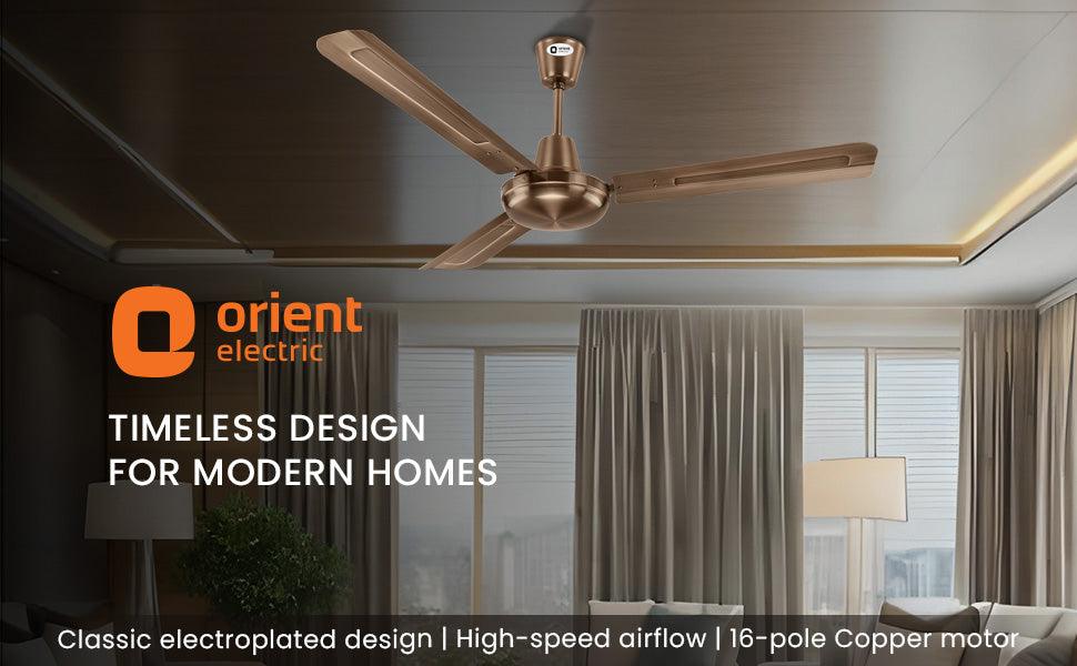 Quasar High Speed Ceiling Fan with Electroplated Finish