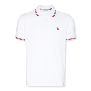 Moncler Logo Patch White Polo Shirt