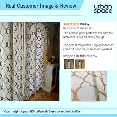 Premium Cotton Curtains - 100% Cotton Curtains, Pack of 2 Curtains, Moroccan Gold Foil