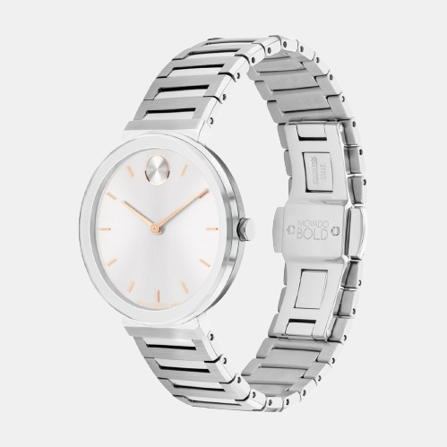 Bold Women Quartz Silver Dial Analog Stainless Steel Watch 3601090
