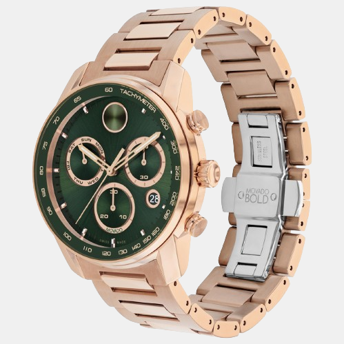 Bold Men Quartz Green Dial Chronograph Stainless Steel Watch 3601082