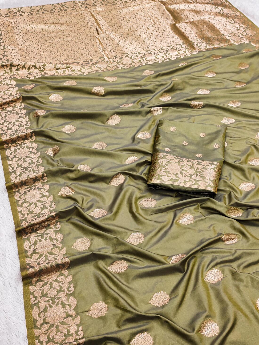 Charismatic Pista Soft Banarasi Silk Saree With Lagniappe Blouse Piece