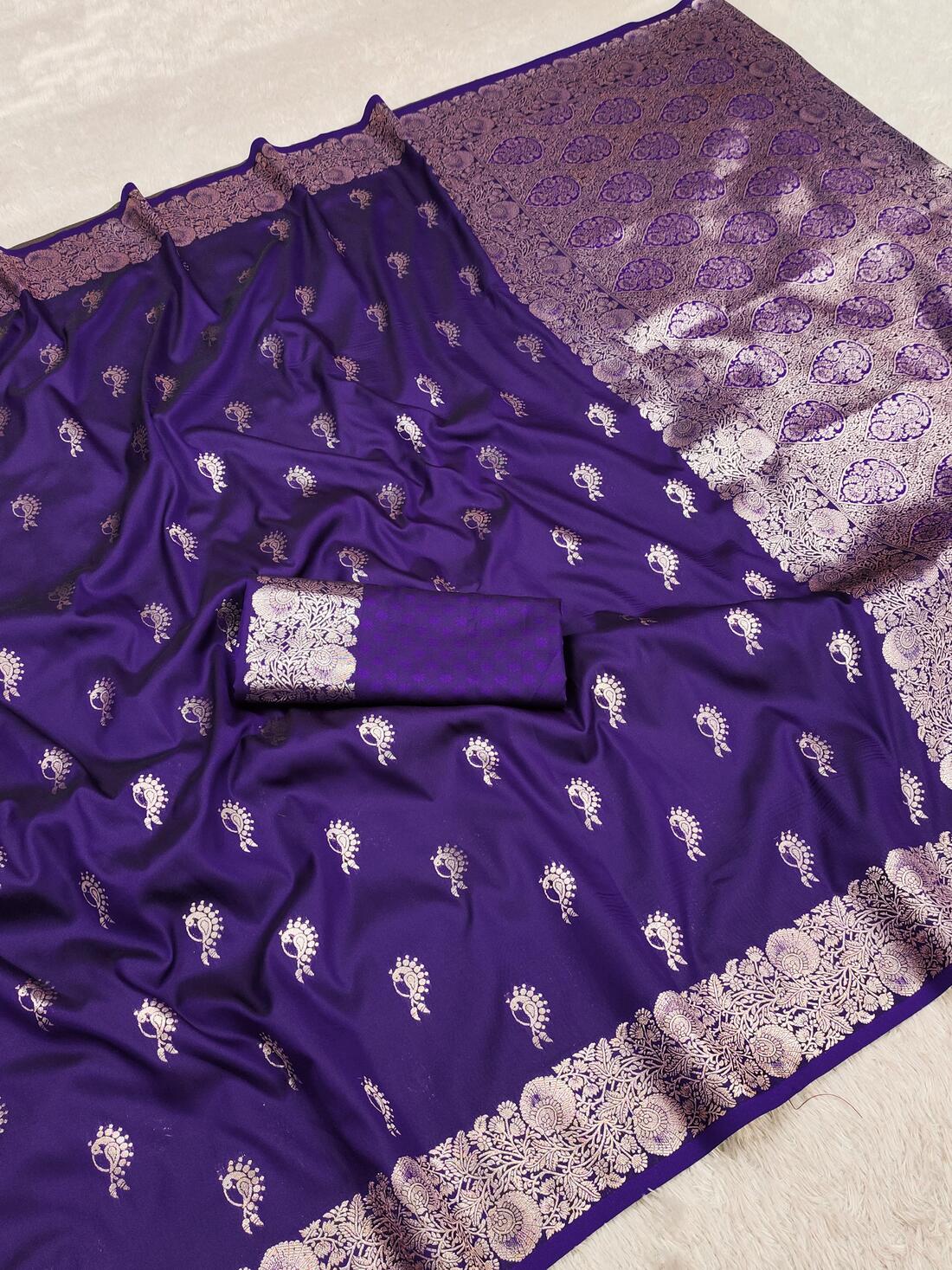 Whimsical Royal Blue Soft Banarasi Silk Saree With Murmurous Blouse Piece