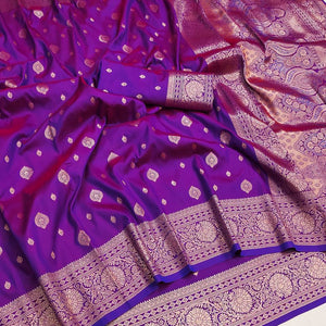 Rhapsodic Purple Soft Banarasi Silk Saree With Comely Blouse Piece