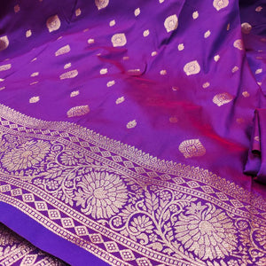 Rhapsodic Purple Soft Banarasi Silk Saree With Comely Blouse Piece