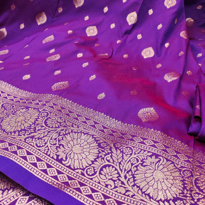 Rhapsodic Purple Soft Banarasi Silk Saree With Comely Blouse Piece