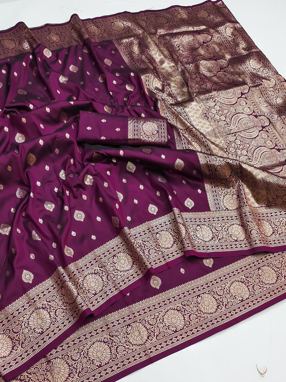 Delectable Wine Soft Banarasi Silk Saree With Panoply Blouse Piece