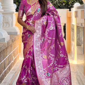 Felicitous Lavender Soft Banarasi Silk Saree With Susurrous Blouse Piece