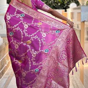 Felicitous Lavender Soft Banarasi Silk Saree With Susurrous Blouse Piece