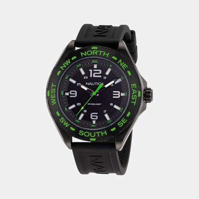 Clearwater Beach Men Quartz Black Dial Analog Silicone Watch NAPCWS303