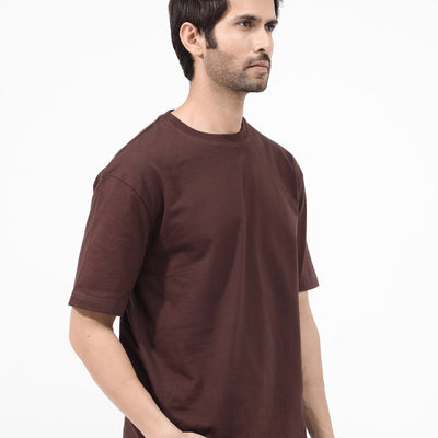 Rare Rabbit Articale Mens Nash Brown Cotton Polyester Fabric Short Sleeve Crew Neck Boxy Fit Printed T-Shirt