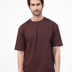 Rare Rabbit Articale Mens Nash Brown Cotton Polyester Fabric Short Sleeve Crew Neck Boxy Fit Printed T-Shirt