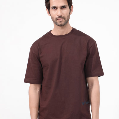 Rare Rabbit Articale Mens Nash Brown Cotton Polyester Fabric Short Sleeve Crew Neck Boxy Fit Printed T-Shirt