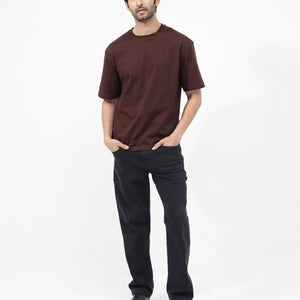 Rare Rabbit Articale Mens Nash Brown Cotton Polyester Fabric Short Sleeve Crew Neck Boxy Fit Printed T-Shirt