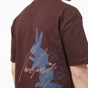Rare Rabbit Articale Mens Nash Brown Cotton Polyester Fabric Short Sleeve Crew Neck Boxy Fit Printed T-Shirt