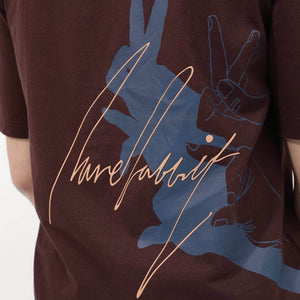 Rare Rabbit Articale Mens Nash Brown Cotton Polyester Fabric Short Sleeve Crew Neck Boxy Fit Printed T-Shirt