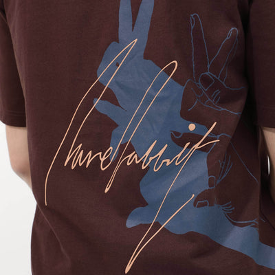 Rare Rabbit Articale Mens Nash Brown Cotton Polyester Fabric Short Sleeve Crew Neck Boxy Fit Printed T-Shirt