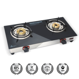 Softel Nano GT 2 Burner Glass Top Gas Stove | Black