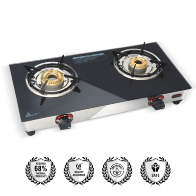 Softel Nano GT 2 Burner Glass Top Gas Stove | Black