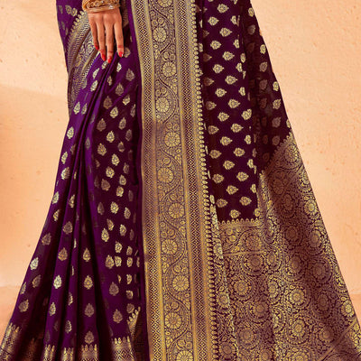 Purple Georgette Saree