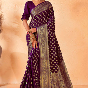 Purple Georgette Saree